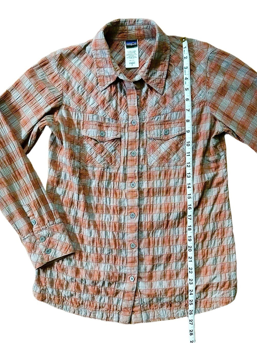 Patagonia Plaid Cotton Button Down Collared Long Sleeve Shirt Size 2 - Picture 9 of 10